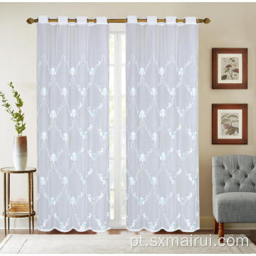 Painel de cortina de bordado transparente para quarto